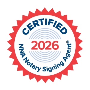 Certified 2026 NNA Notary Signing Agent badge